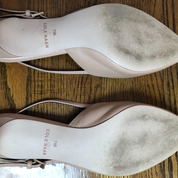 Cole Haan Leather Slingbacks Nude Heels sz 7.5B - Picture 9 of 14